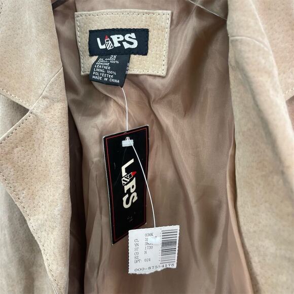 Vintage Suede 100% Leather Overcoat Womens Plus 2X LIPS Tan Belted Lapel NEW - Picture 5 of 8